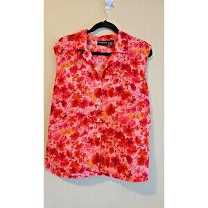 SILK Blouse XL tropical floral pattern, lightweight-Bridgetown Collection
